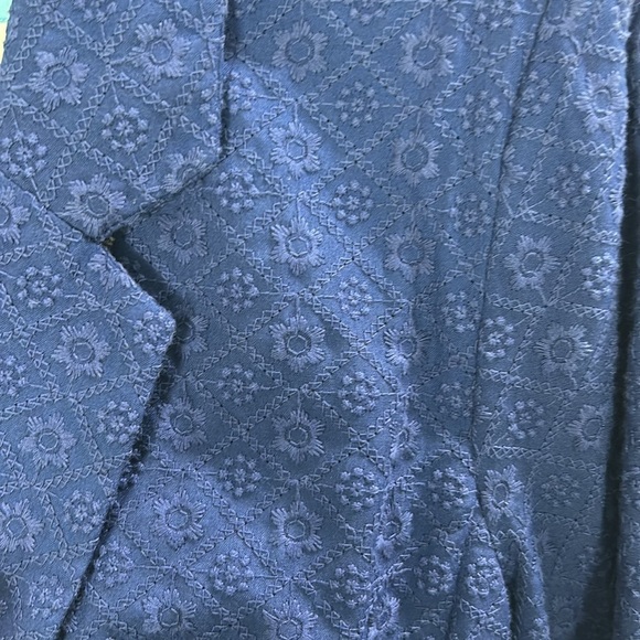 Draper James Eyelet Textured Notch Lapel Cotton Blazer Blue -Size Small - Picture 3 of 9